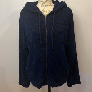 Majestic Filatures French touch soft touch leopard burnout zip front jacket XL